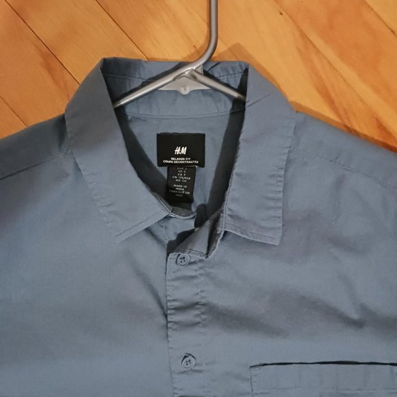 H&M Chemise manche courte homme taille petit (medium) bleu ciel - Picture 3 of 6